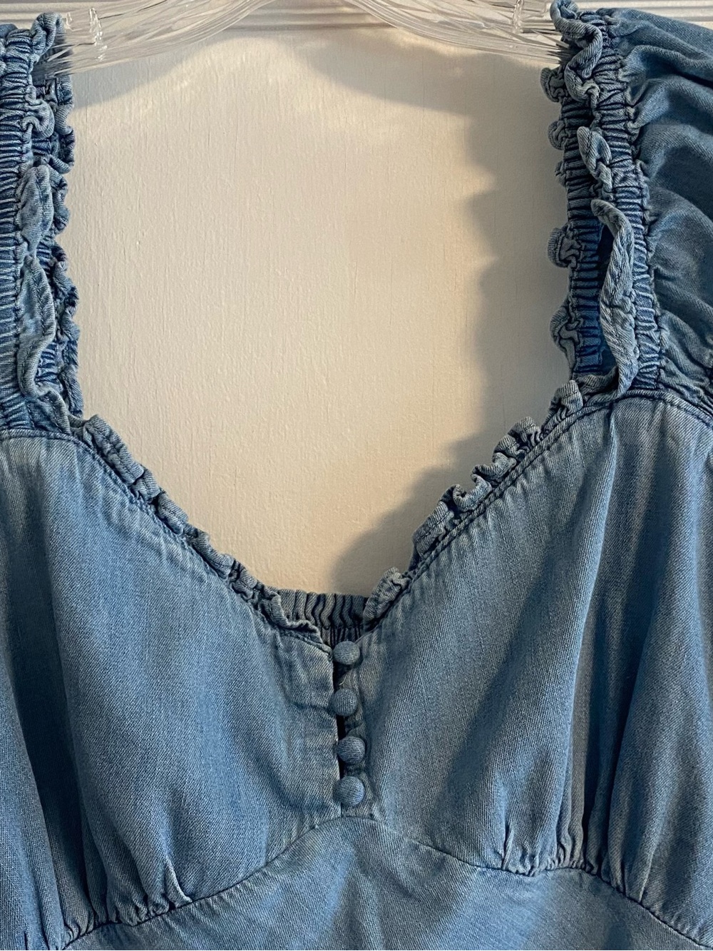 GAP Light Blue Slip Dress with Ruched Straps - Picture 3 of 5